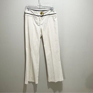 ELIZABETH MCKAY Women’s Off White Corduroy Wide Leg Low Rise Pants Big Button 6